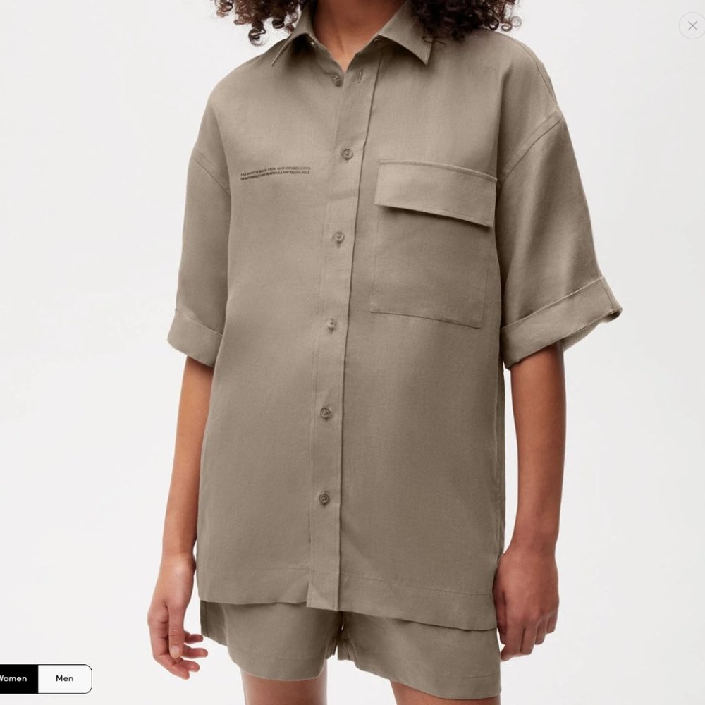 Aloe Linen Short Sleeve Shirt - Mushroom